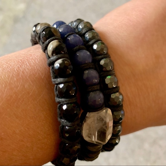 CLEAR QUARTZ & CRYSTAL WRAP BRACELET BOHO STYLE - Picture 3 of 6